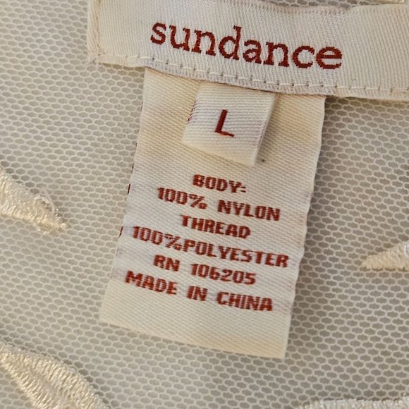 Sundance Size Large Sheer Boho Embroidered Red Turquoise Shear Short Sleeve Top - Picture 7 of 10